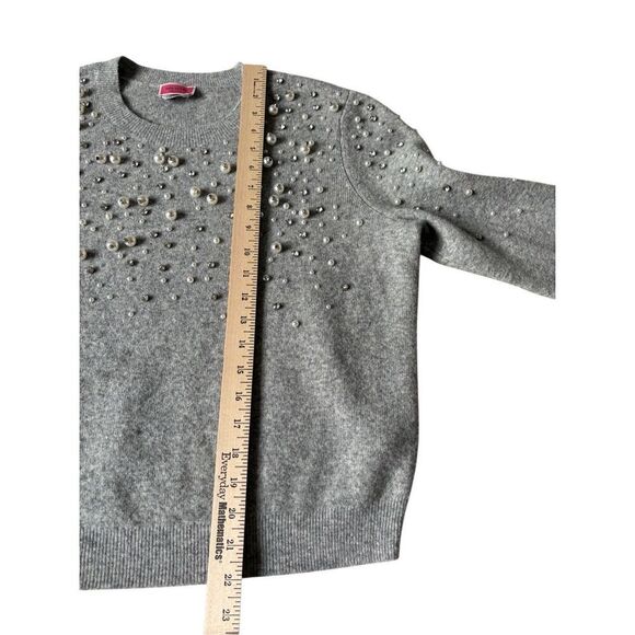 Kate Spade Pearl Rhinestone Embellished Sweater size L Gray Wool Yak Blend - Picture 8 of 11